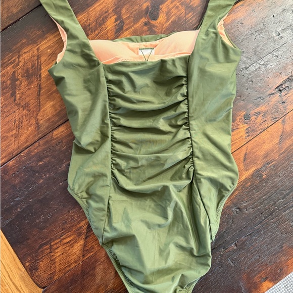 J. Crew Green One Piece Swimsuit with Ruching - Picture 2 of 4